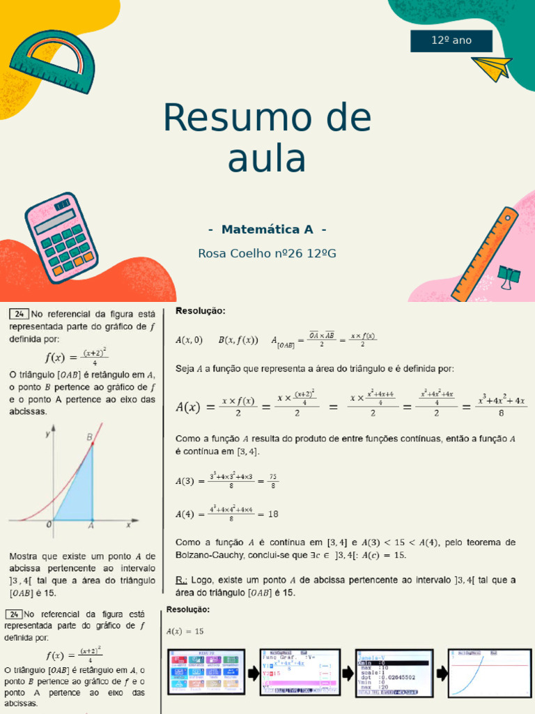 Resumo de Matemática A - 12º Ano | PDF