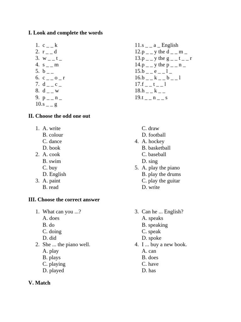 English Vocabulary and Grammar Exercises | PDF