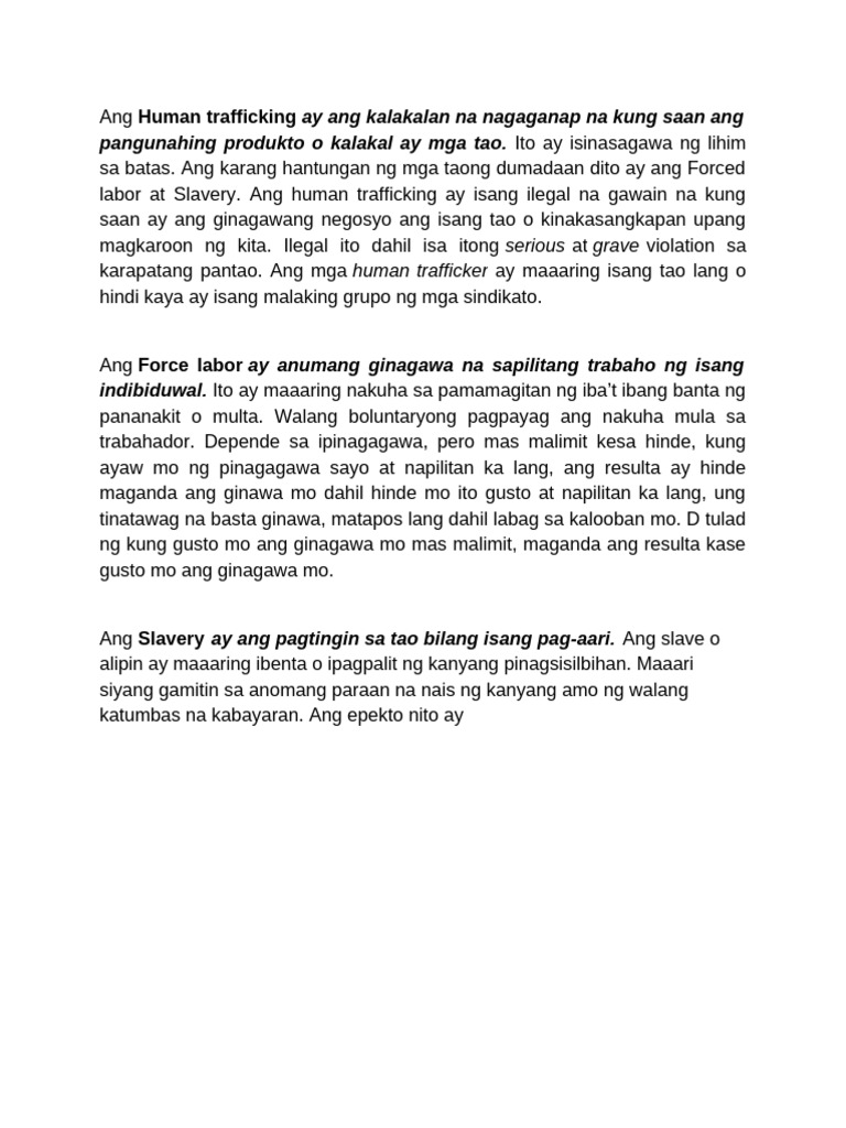 Human Trafficking: Ay Ang Kalakalan Na Nagaganap Na Kung Saan Ang ...