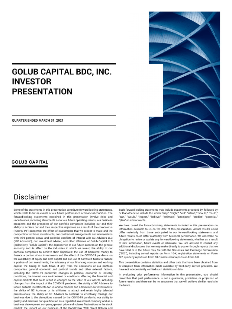 GBDC Q1 2021 Investor Presentation | PDF | Investing | Corporations