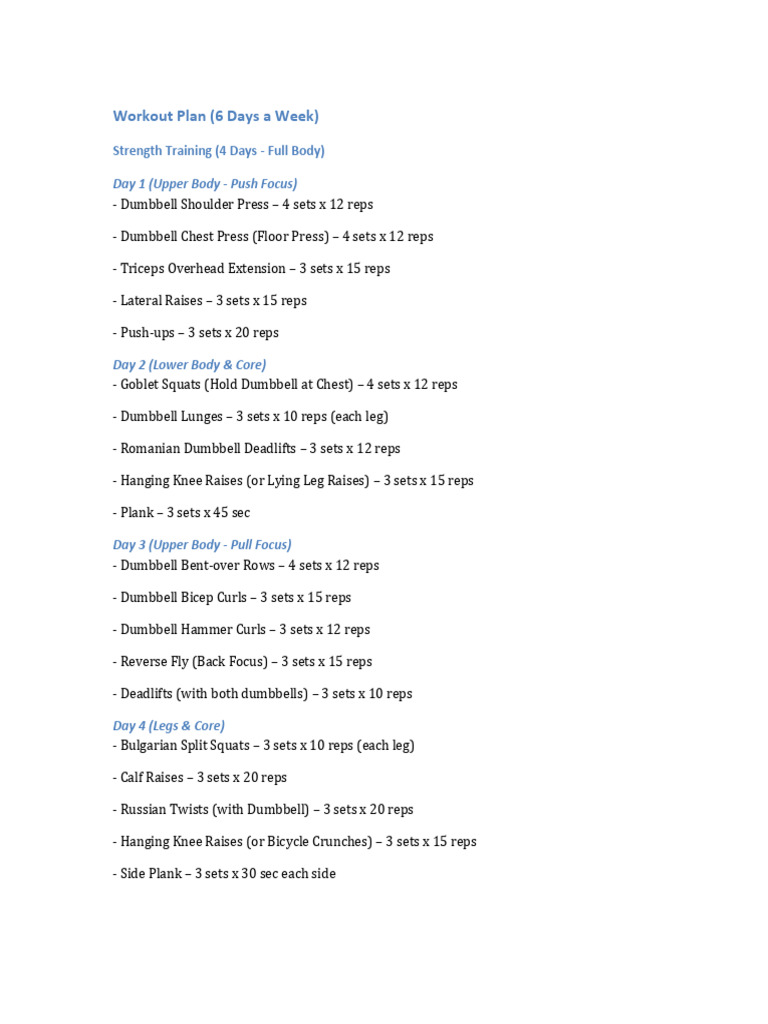 Terrianna McCorkle's 6-Day Workout Plan | PDF