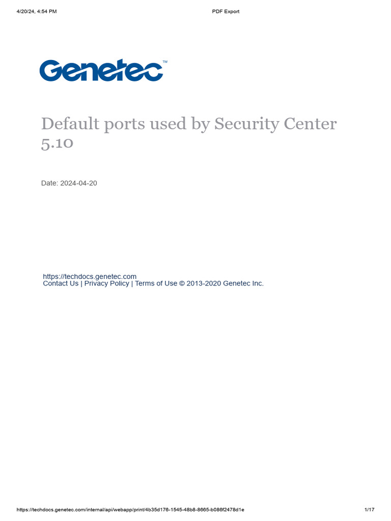 Default Ports Used by Security Center 5.10 | PDF | Port (Computer ...