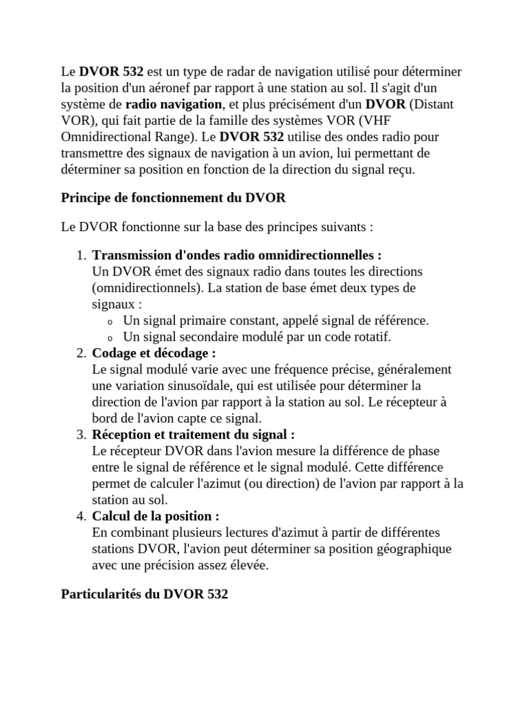 Radar DVOR 532 : Navigation Aérienne Précise | PDF