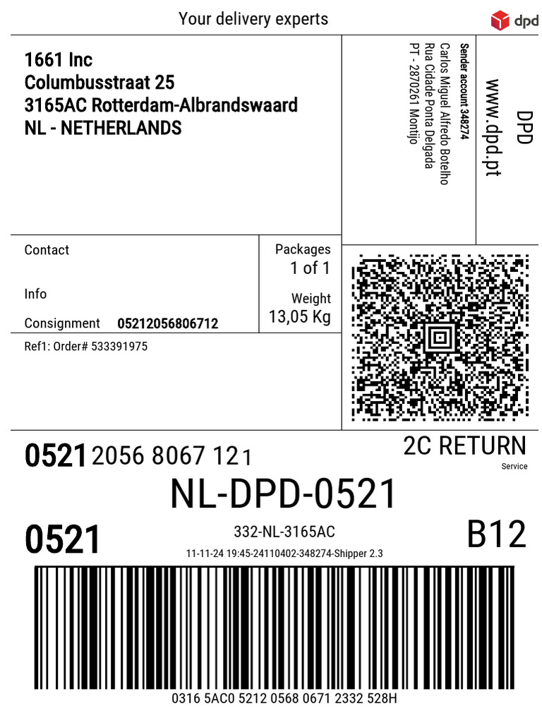 DPD Return Process for Order 533391975 | PDF