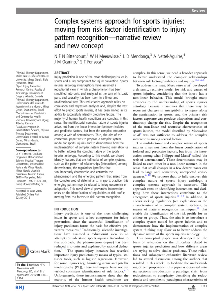 Complex Systems Approach For Sports Injuries | PDF | Statistics ...