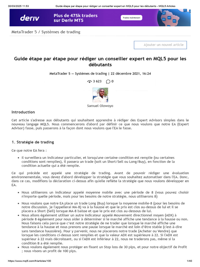 Guide MQL5 pour débutants en EA | PDF | Informatique | Programmation ...