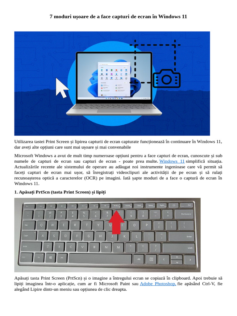 7 Moduri Ușoare de A Face Capturi de Ecran În Windows 11 | PDF