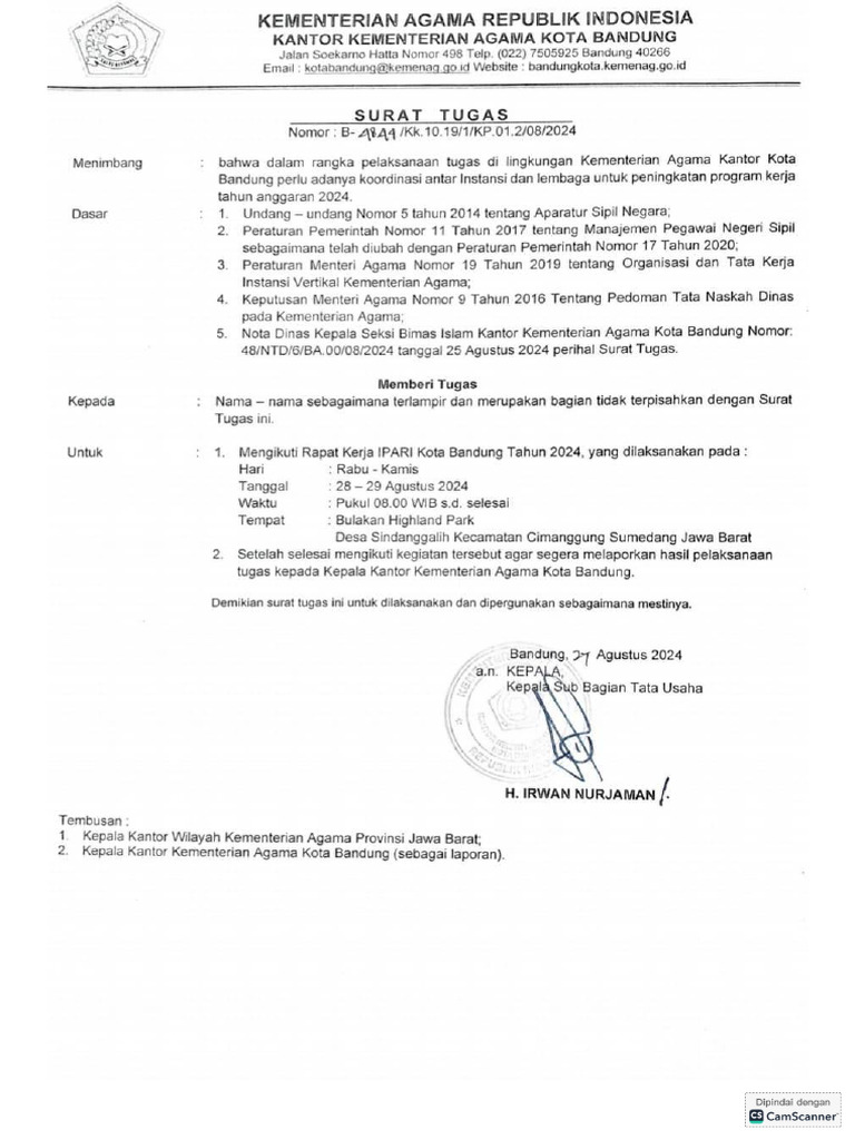 Surat Tugas Raker Bakden | PDF