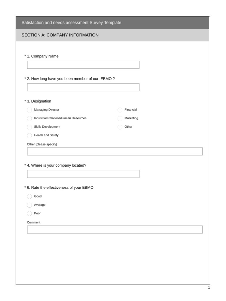 EBMO Member Satisfaction Survey Template | PDF | Audit | Human Resources