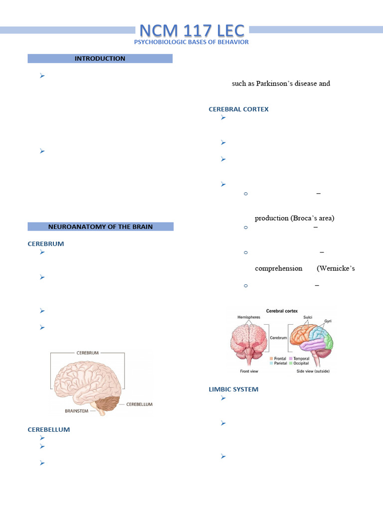Psychobiologic Bases of Behaviors | PDF | Brain | Emotions