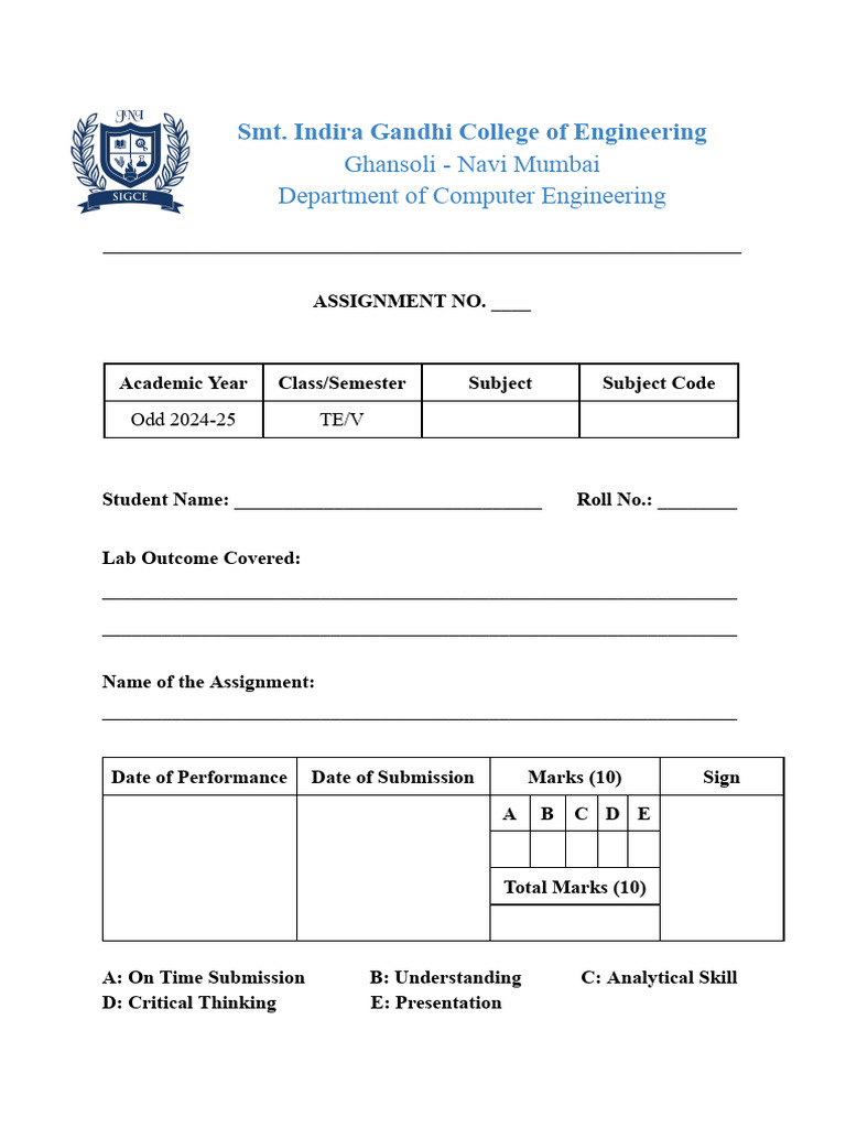 Assignment Front Page Pdf