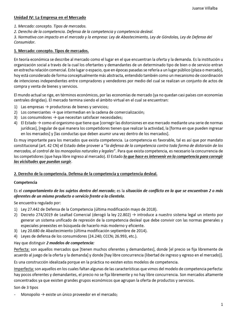 Mercado y Defensa de la Competencia | PDF | Mercado (economía) | Los ...
