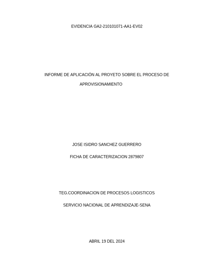 Proceso de Aprovisionamiento Efectivo | PDF | Calidad (comercial ...