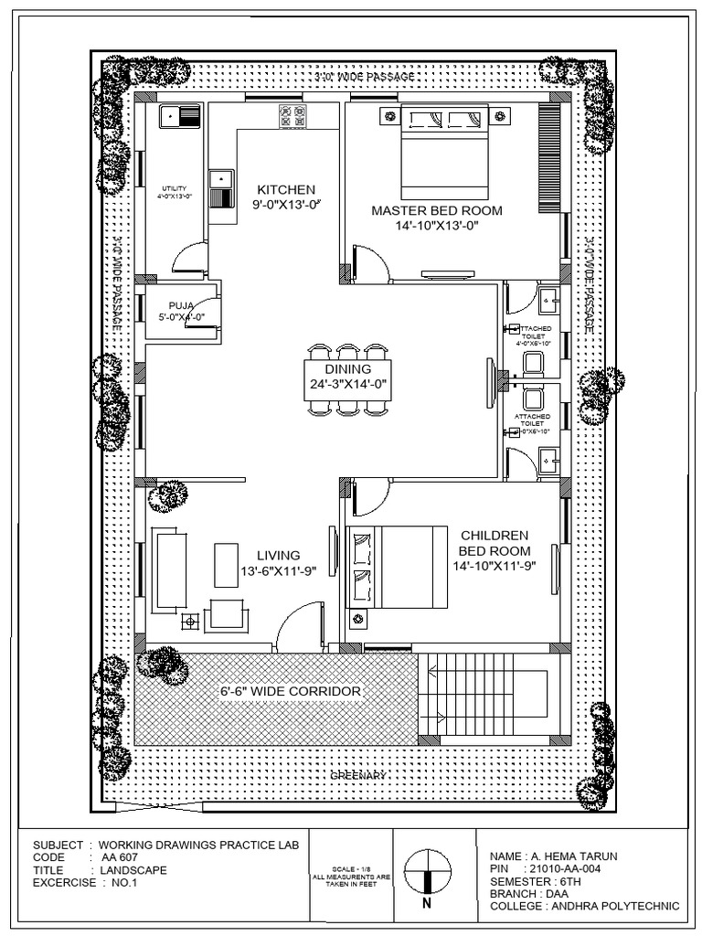 2BHK Bungalow Floor Plan Layout | PDF
