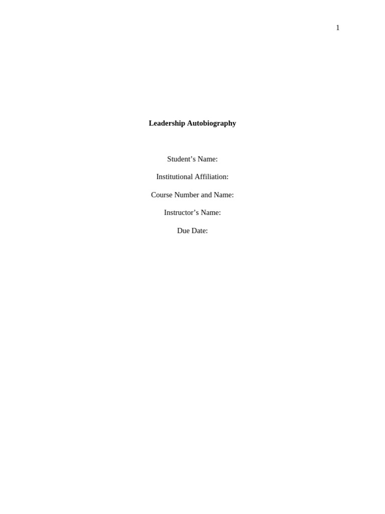 Leadership Autobiography | PDF | Leadership | Social Psychology