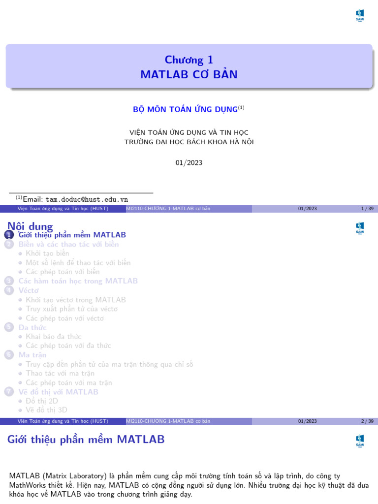 Matlab Chuong 1 | PDF