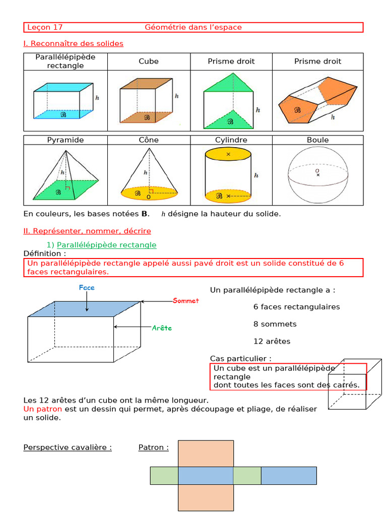 Configuration des solides en géométrie | PDF