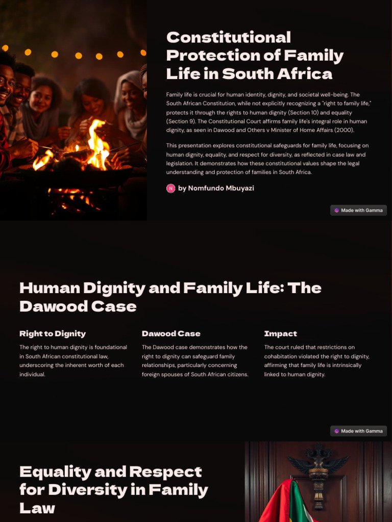 Constitutional Family Life in South Africa | PDF | Family | Dignity