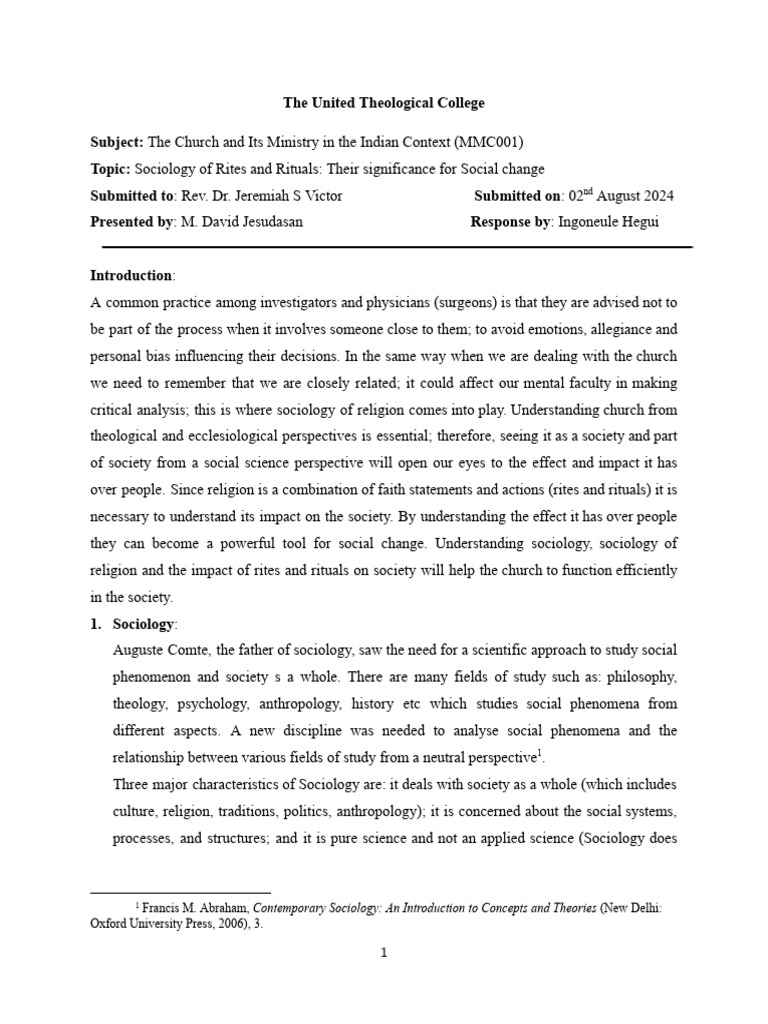 Sociology of Rituals and Social Change | PDF | Rituals | Sacraments