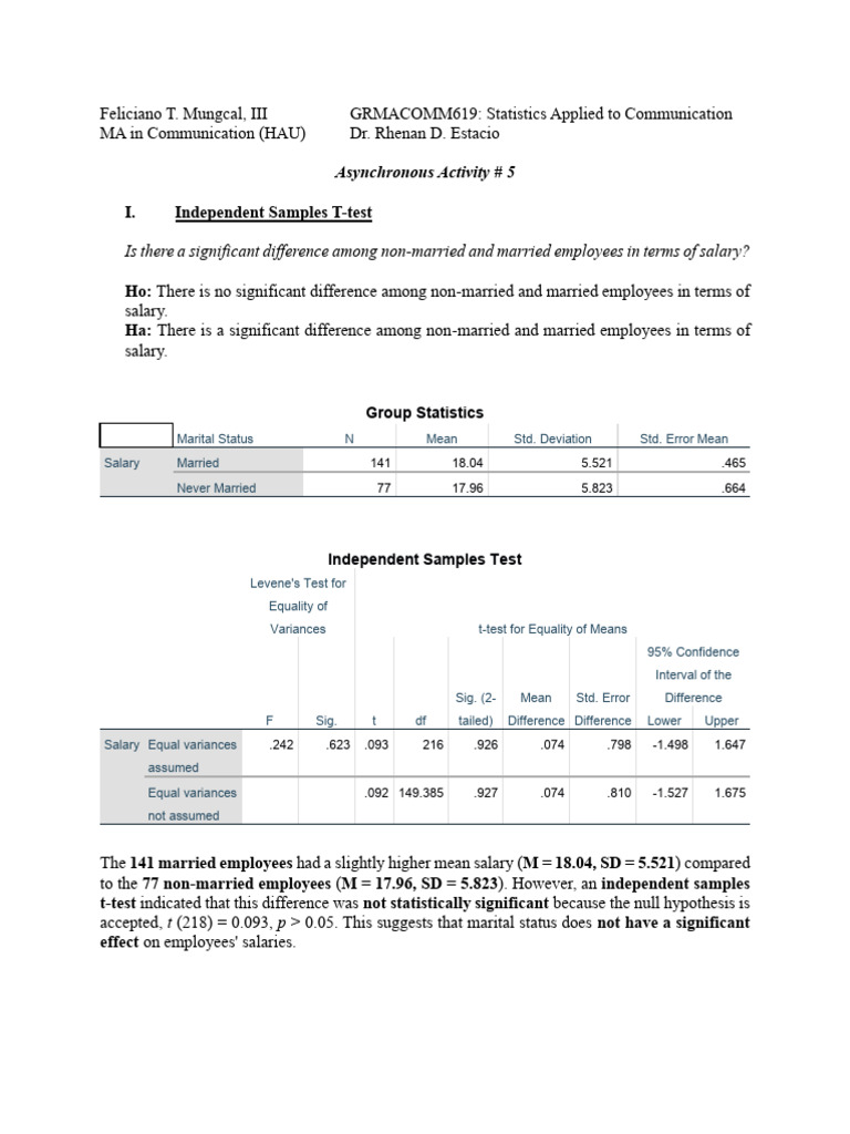 Independent Sample T-test, Paired Sample T-test, One Sample T-test, and ...