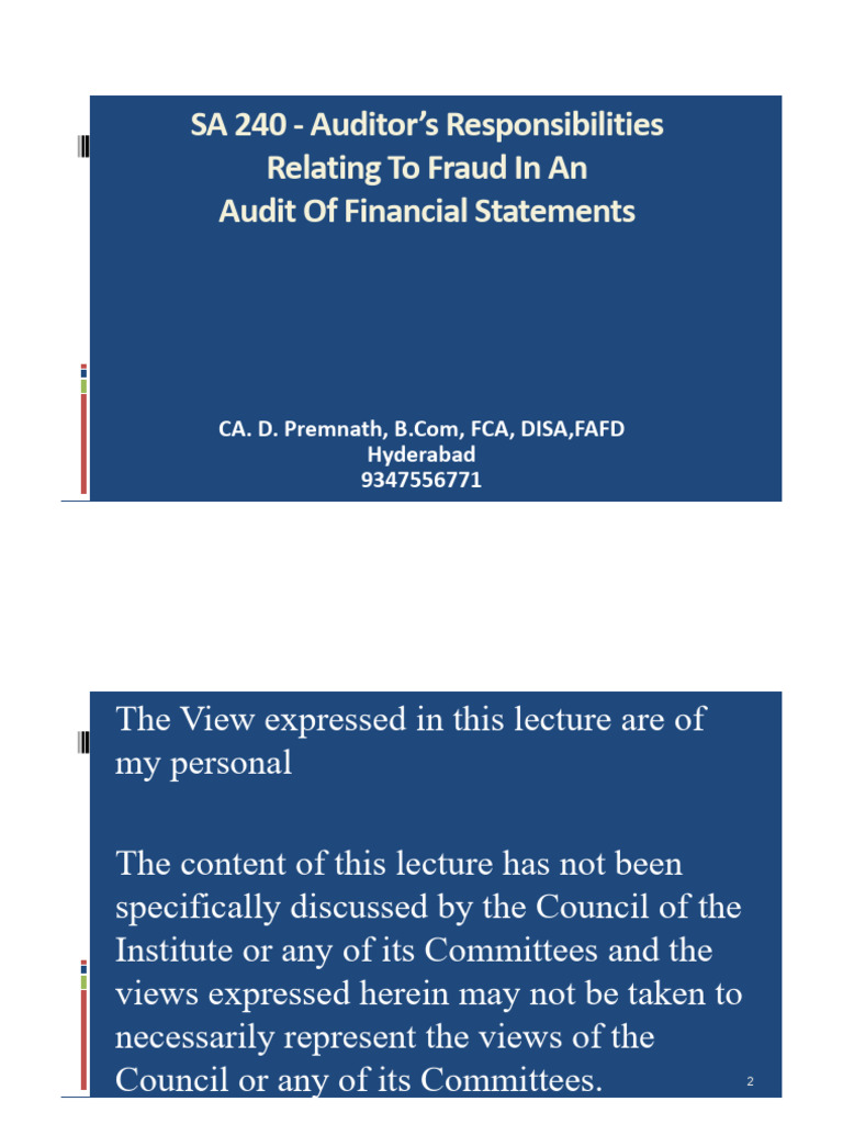 Auditor's Role in Fraud Detection | PDF | Audit | Internal Control