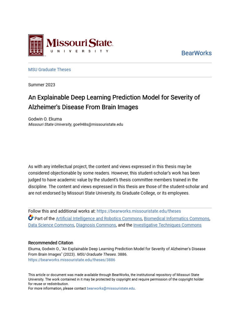An Explainable Deep Learning Prediction Model for Severity of Alz | PDF ...