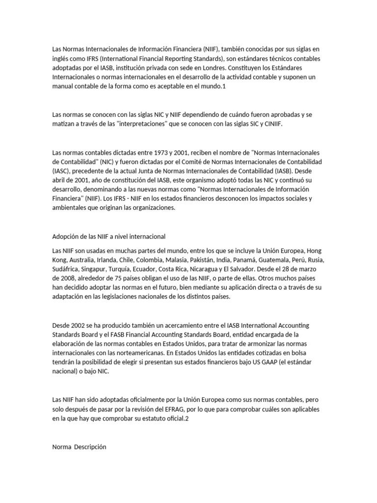 Las Normas Internacionales de Información Financiera | PDF | normas ...