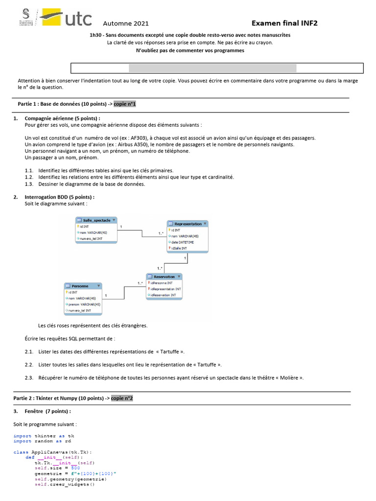 Examen final INF2 Automne 2021 | PDF