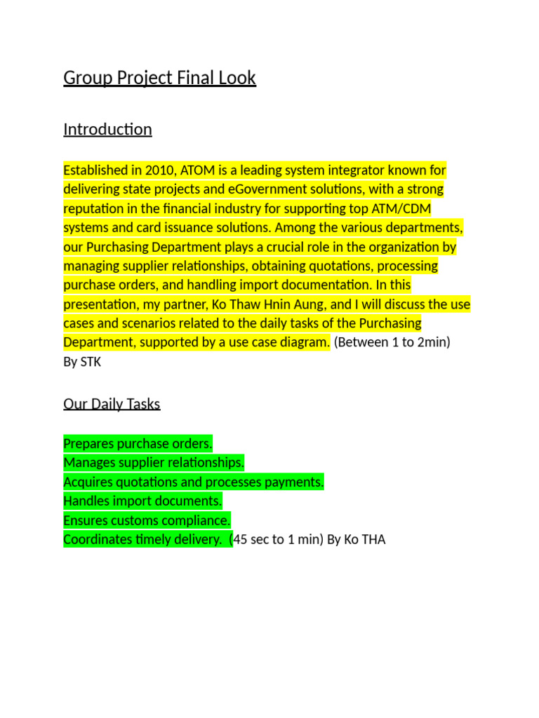 Purchasing Department Use Cases Overview | PDF | Receipt | Business