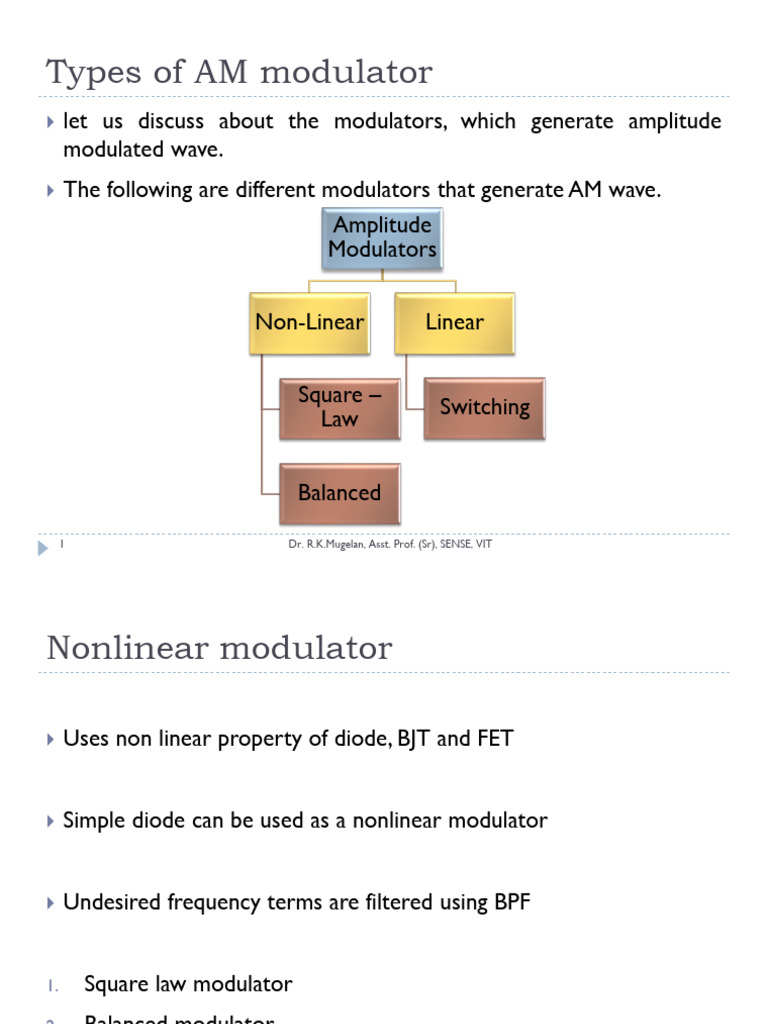 Types of Amplitude Modulators Explained | PDF | Modulation | Electrical ...