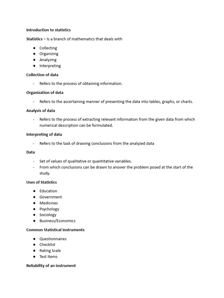 Introduction to Statistics Basics | PDF | Sampling (Statistics ...