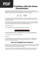 Adding Fractions With the Same Denominator