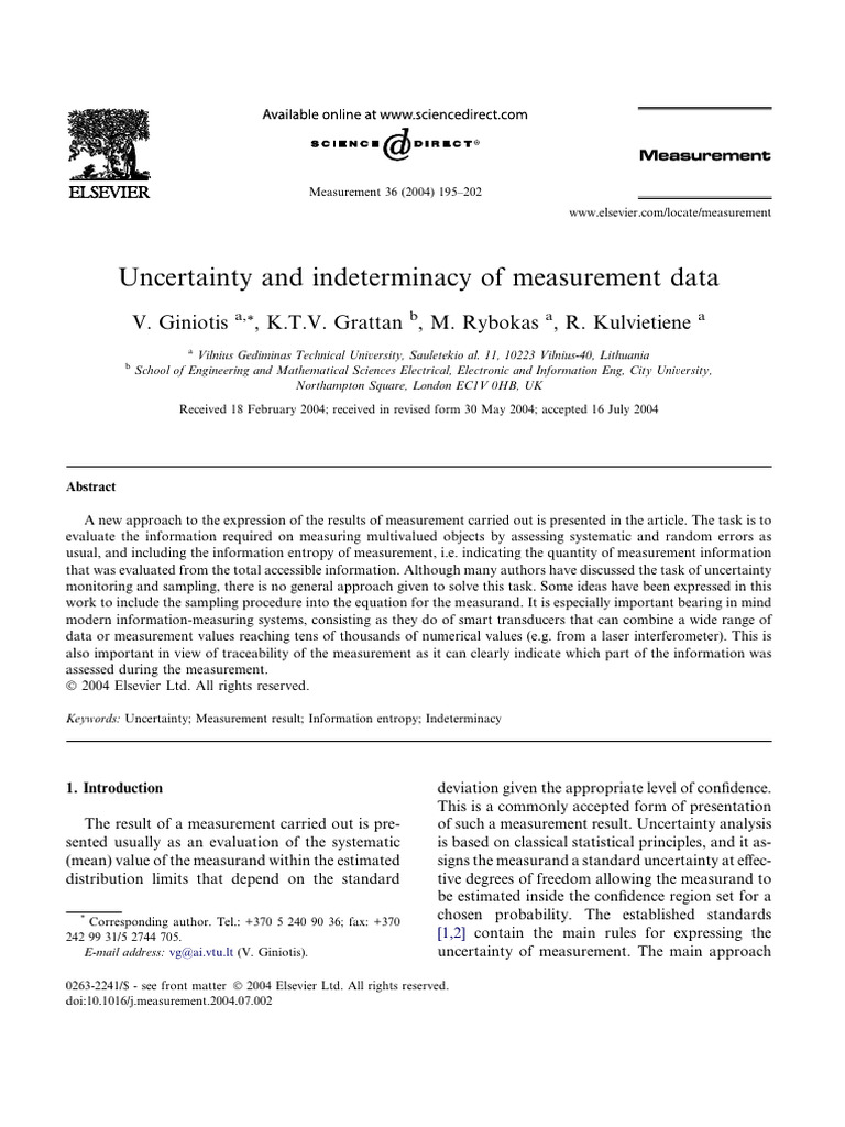 Measurement Data Uncertainty Analysis | PDF | Calibration | Measurement