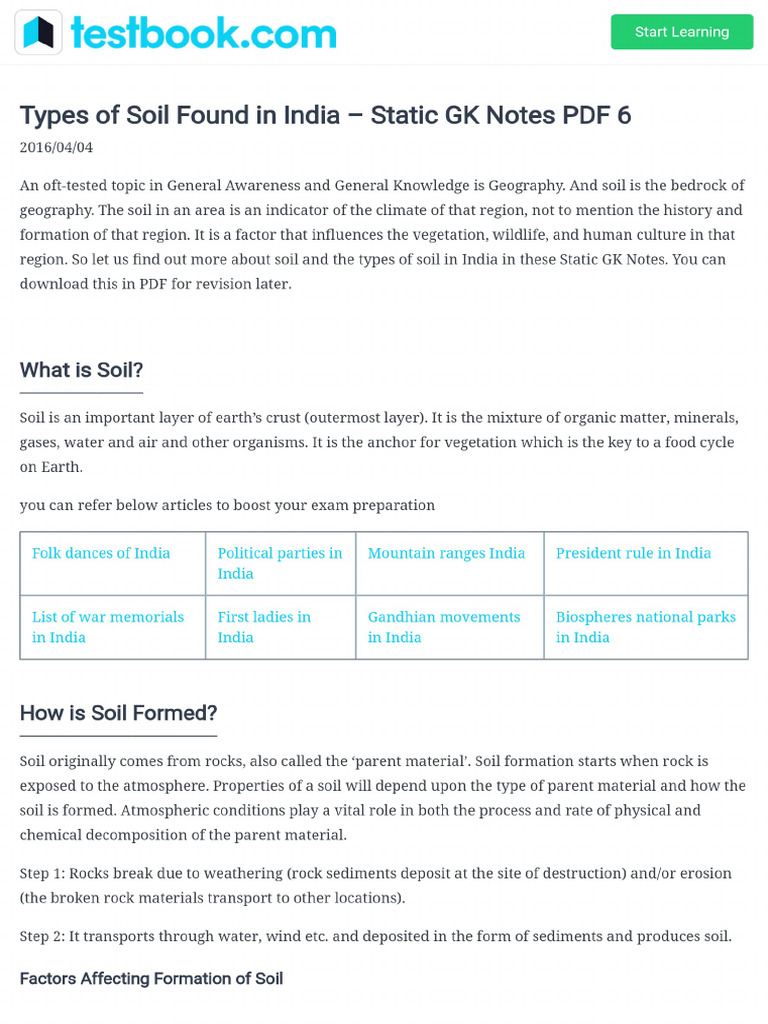 Types of Soil in India Static GK Notes PDF 6 | PDF