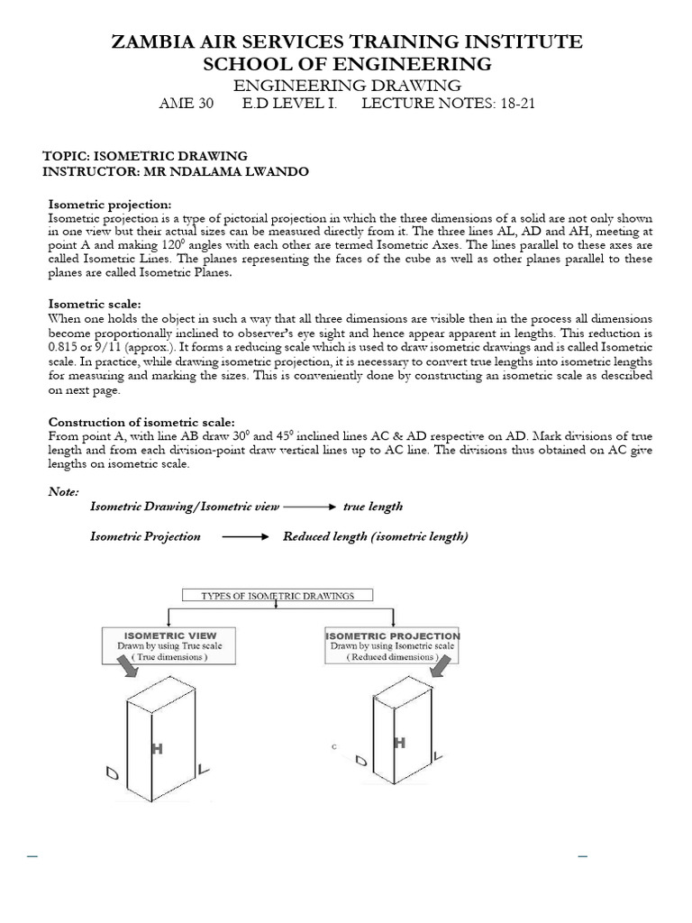 Isometric Drawing Lecture Notes | PDF | Perpendicular | Circle