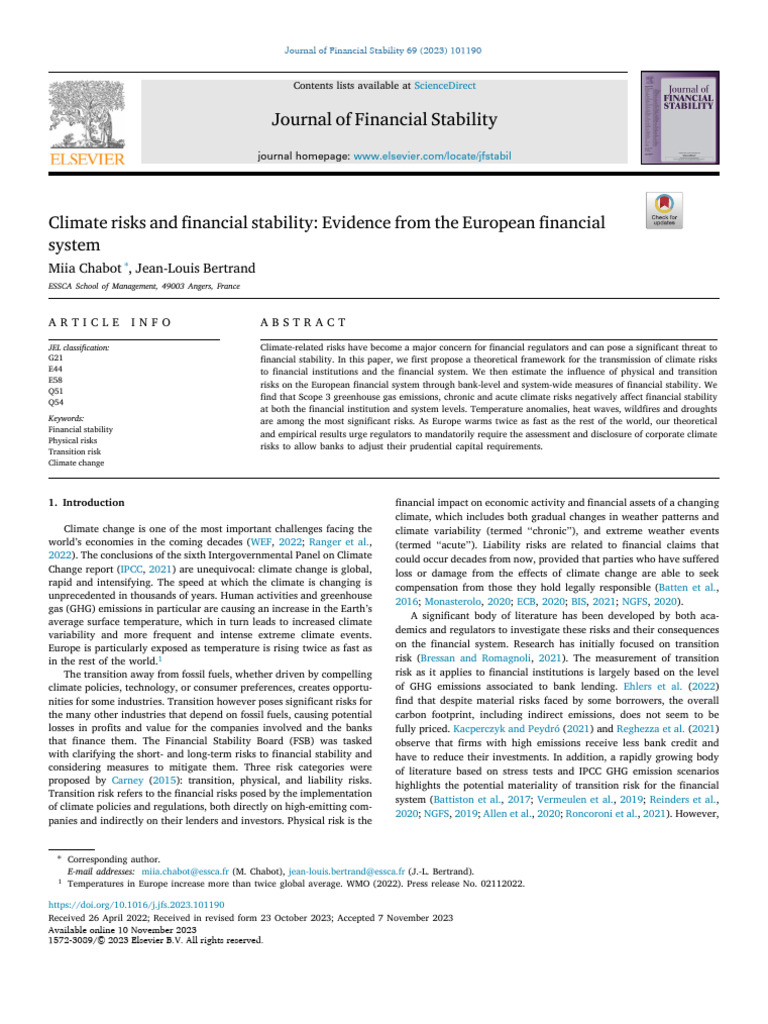 Climate Risks and European Financial Stability | PDF | Climate Change ...