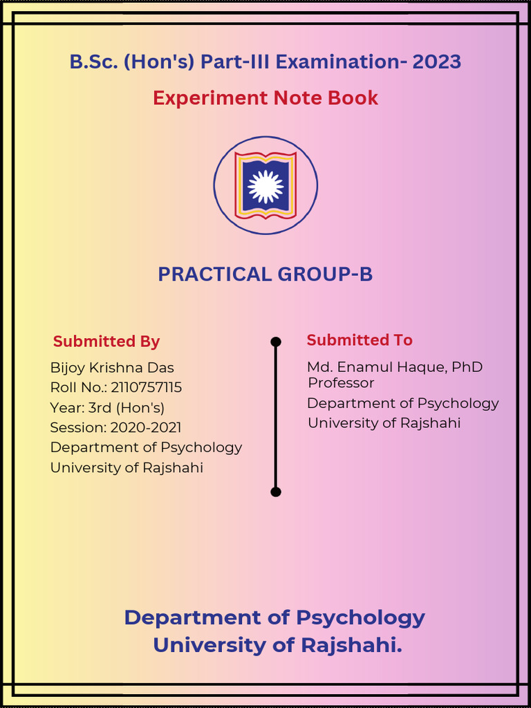 Psychology B.Sc. Exam Experiment Notes | PDF