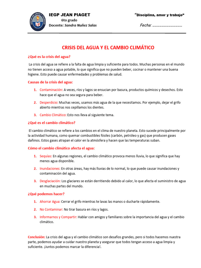 Crisis Del Agua y El Cambio Climatico | PDF | Agua | Contaminación
