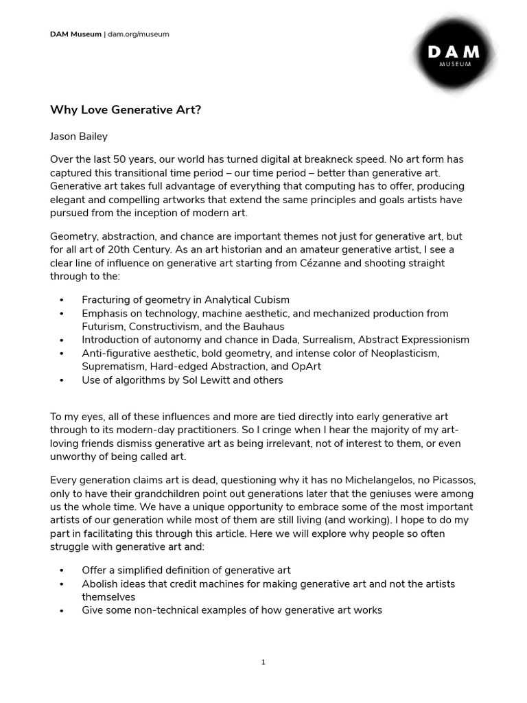 Understanding Generative Art | PDF | The Arts