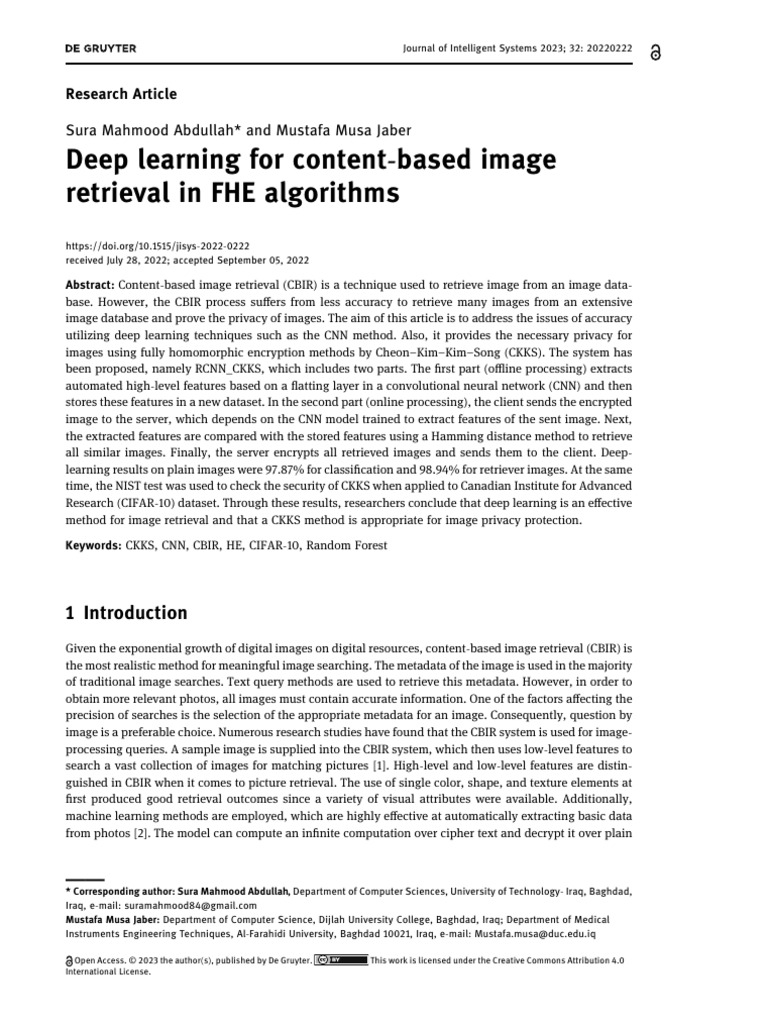 Deep Learning For Content Based Image Retrieval in Fhe 1i2yz067 | PDF ...