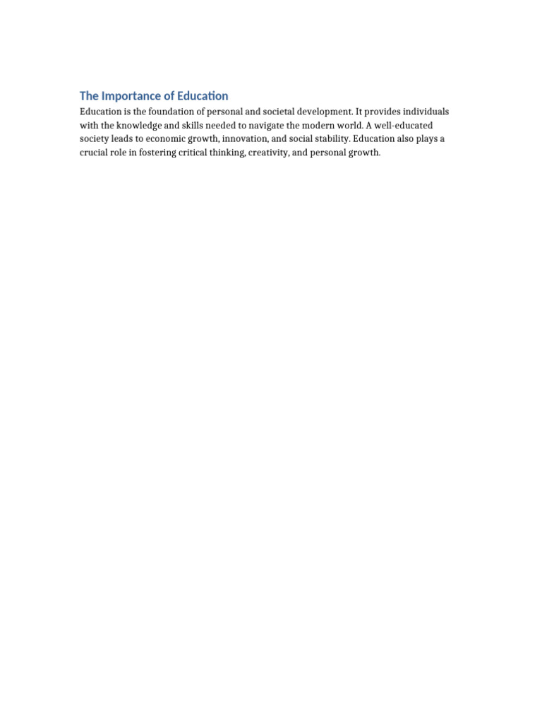 The Importance of Education | PDF