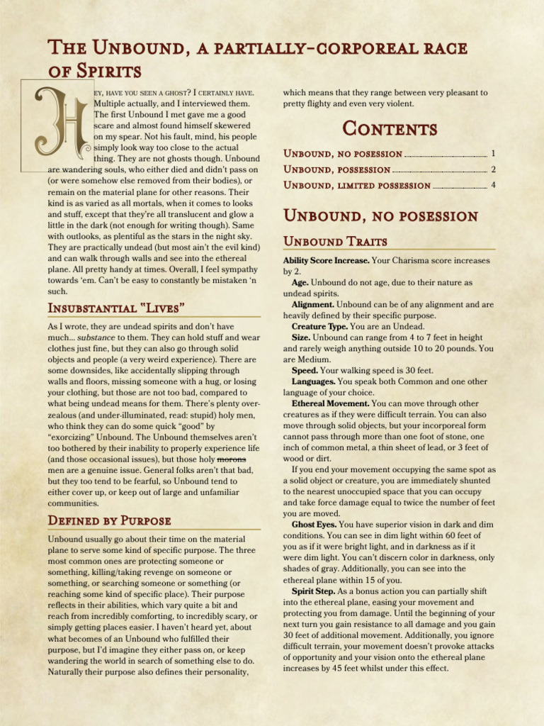 Understanding the Unbound Spirits | PDF
