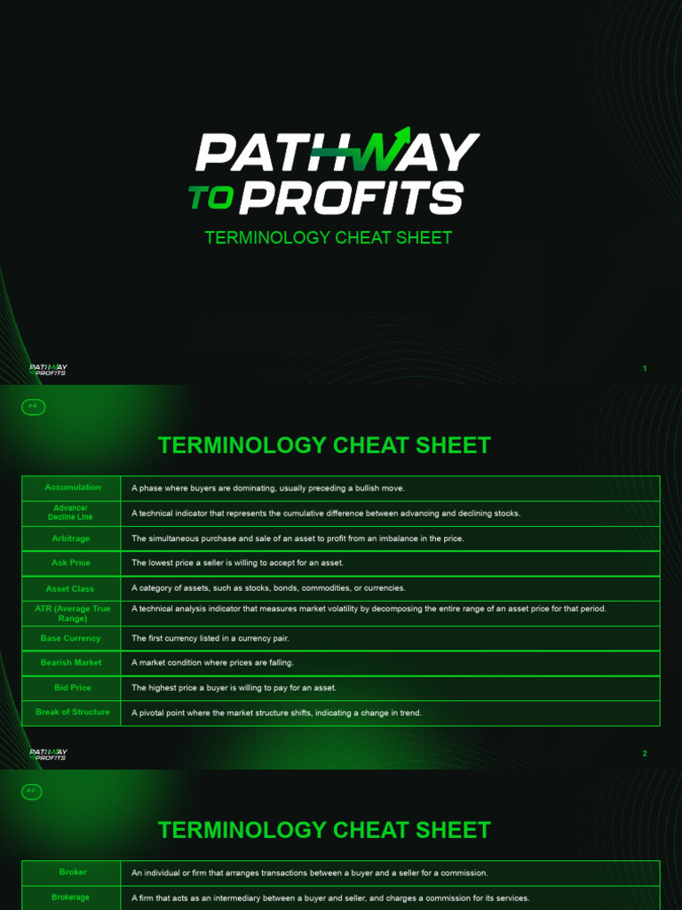 Trading Terminology Cheat Sheet | PDF | Market Trend | Investing