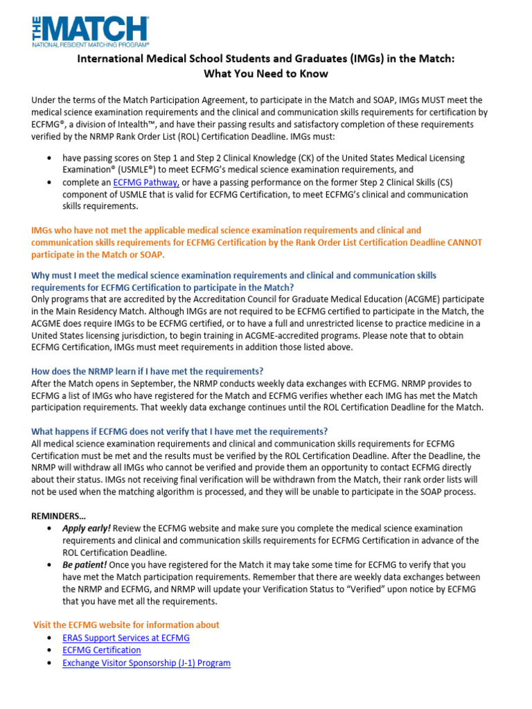 NRMP PDF IMG Eligibility Final 2024 | PDF | United States Medical ...