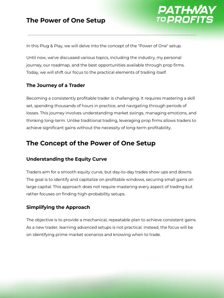 The Power of One Setup Pathway To Profit Phase1 EP5