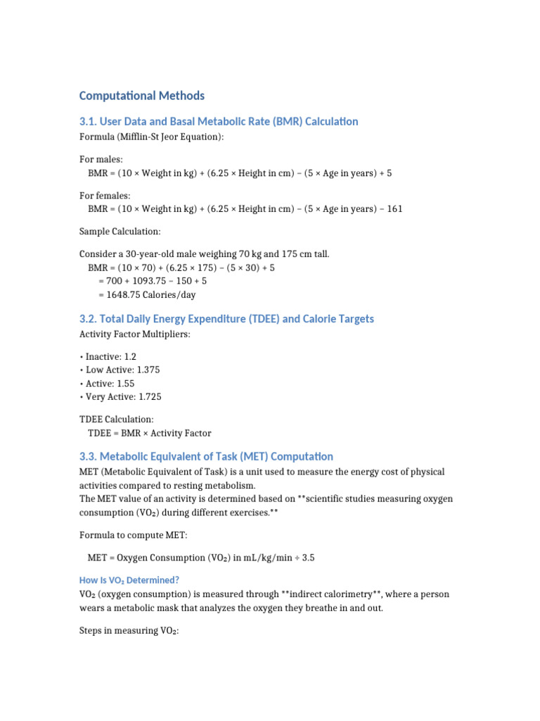 MET and VO₂ Calculations Explained | PDF | Physiology