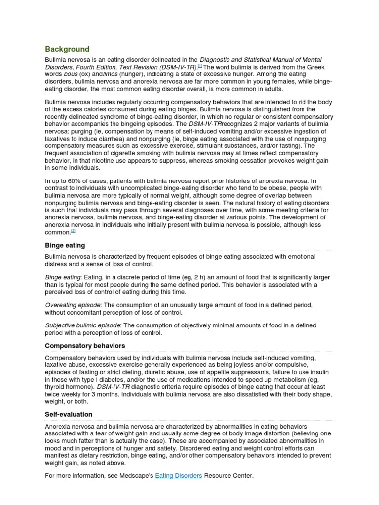 Background: Binge Eating | PDF | Binge Eating Disorder | Bulimia Nervosa