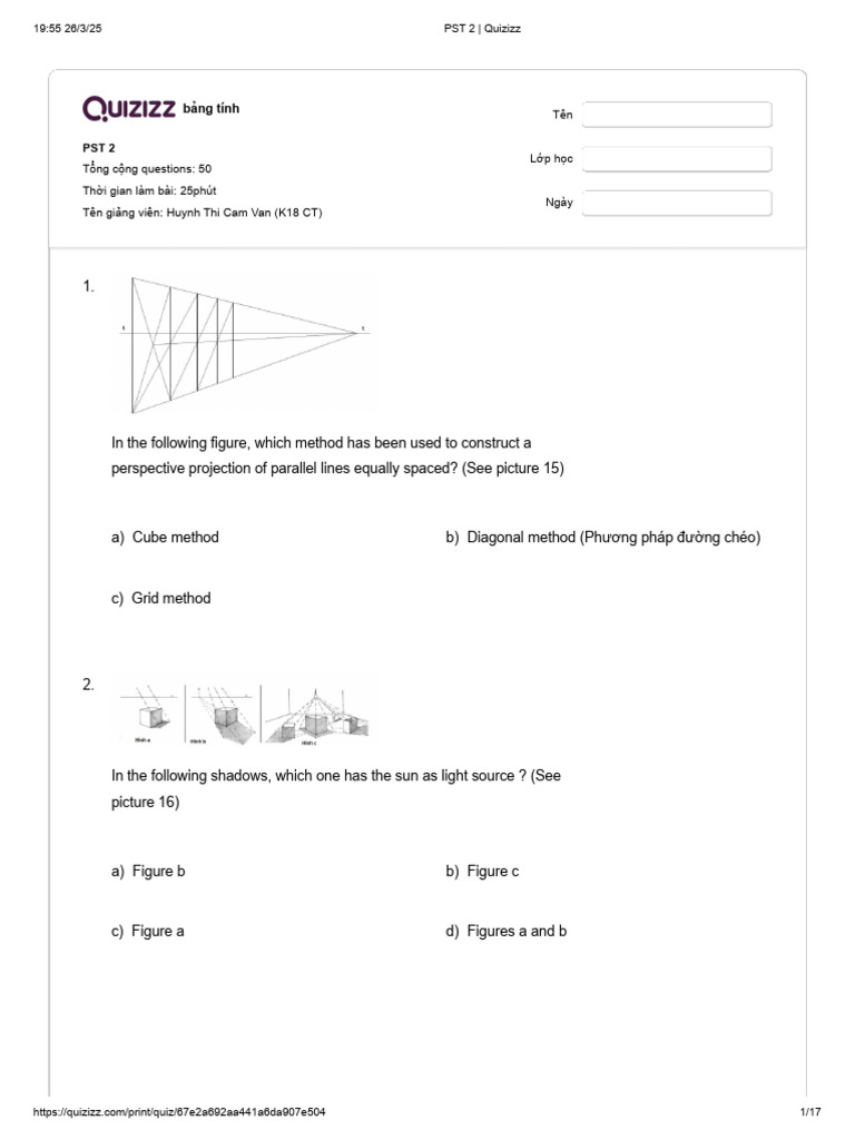 Perspective Projection Quiz Questions | PDF | Horizon | Perspective ...