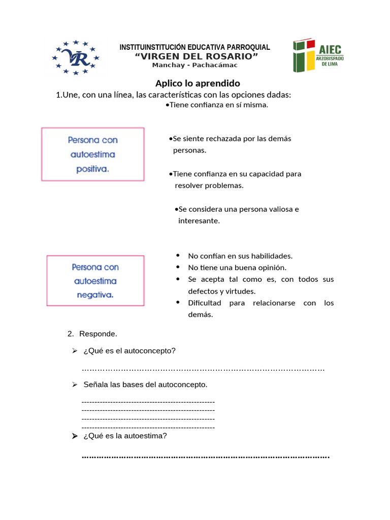 Ficha de Autoestima | PDF