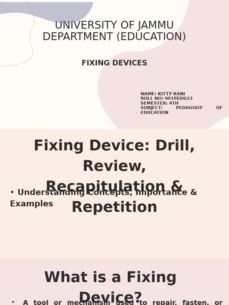 Fixing Devices in Education: Key Concepts | PDF